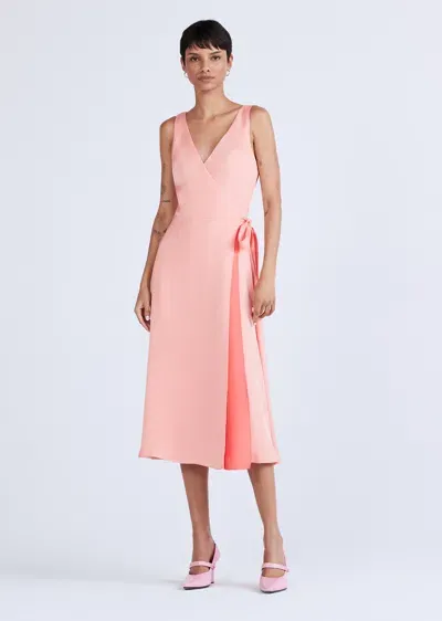 Derek Lam Kathleen Shoulder Tie Midi Dress In Pink