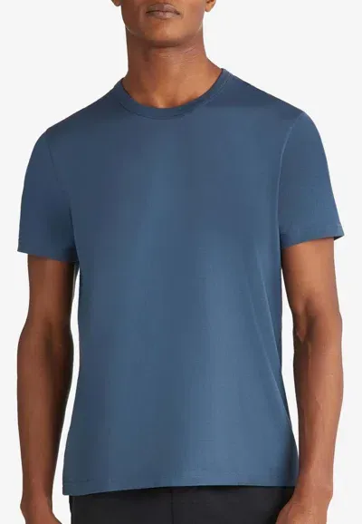 Derek Rose Barny Pima Crewneck T-shirt In Blue