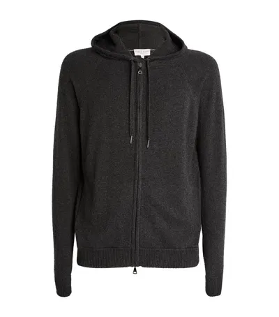 Derek Rose Finley Cashmere Zip-up Hoodie In Black