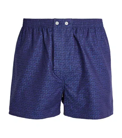 Derek Rose Cotton Jacquard Boxer Shorts In Navy