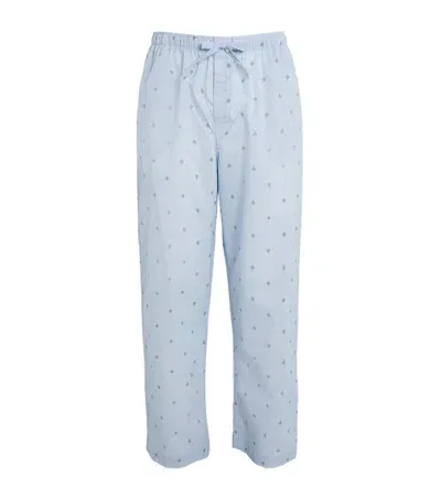 Derek Rose Cotton Nelson Lounge Trousers In Blue