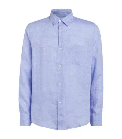 Derek Rose Linen Shirt In Blue