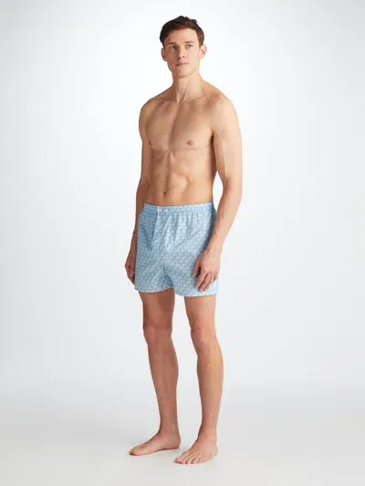 Derek Rose Men's Classic Fit Boxers Ledbury 72 Cotton Batiste Blue