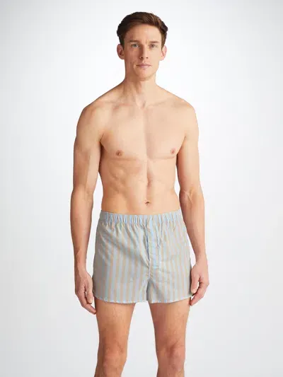 Derek Rose Men's Modern Fit Boxers Amalfi 20 Cotton Batiste Blue