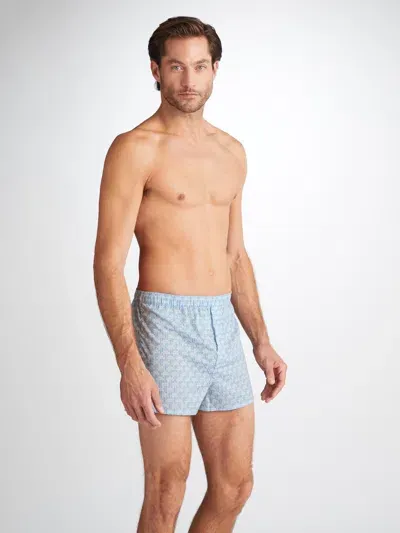 Derek Rose Men's Modern Fit Boxers Ledbury 72 Cotton Batiste Blue