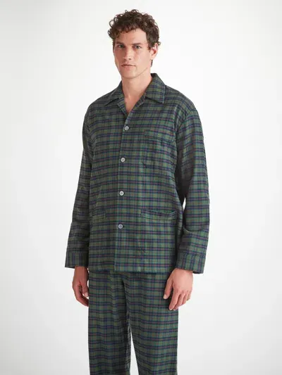 Derek Rose Men's Pyjamas Kelburn 47 Brushed Cotton Green