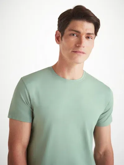 Derek Rose Men's T-shirt Basel Micro Modal Stretch Eucalyptus In Green