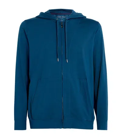 Derek Rose Micro Modal Zipped Hoodie In Blue