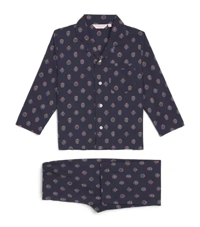 Derek Rose Kids' Patterned Ledbury Pyjamas In Navy