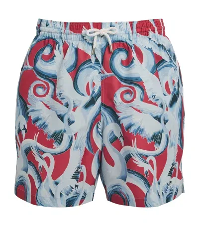 Derek Rose Printed Maui Swim Shorts In Red