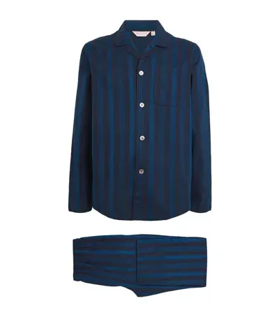 Derek Rose Striped Royal Pyjama Set In Navy