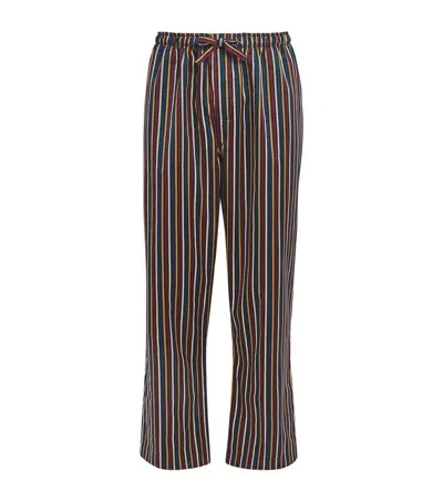 Derek Rose Striped Wellington Pyjama Bottoms In Navy