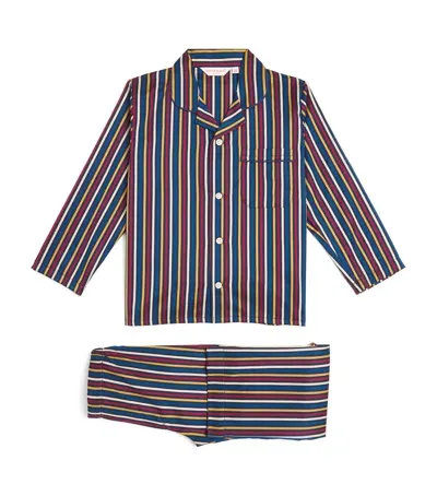 Derek Rose Kids' Striped Wellington Pyjama Set In Navy