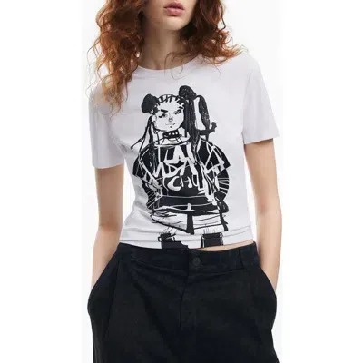 Desigual Choi Lacroix Cotton Graphic T-shirt In White