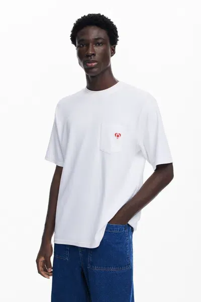 Desigual Logo Pocket T-shirt In White