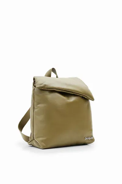 Desigual S Padded Leather Backpack In Green