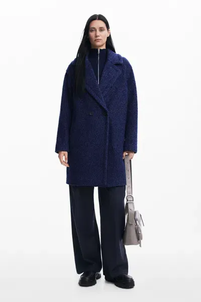 Desigual Wool Coat In Blue