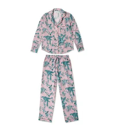 Desmond & Dempsey Bromley Parrot Long-sleeved Pyjama Set In Black