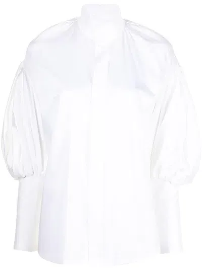 Dice Kayek High-neck Poet Sleeve Shirt In White