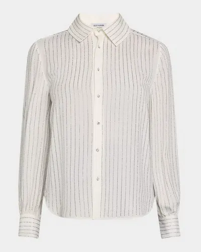 Dice Kayek Striped Strass Silk Button-down Shirt In Off White