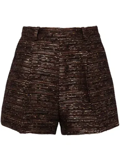 Dice Kayek Tweed Mini Shorts In Brown