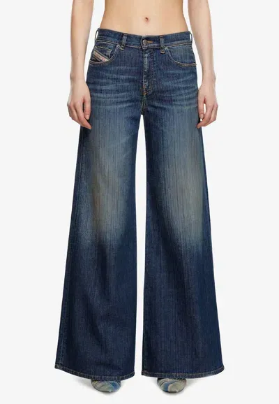 Diesel 1978 D-akemi Wide-leg Jeans In Blue