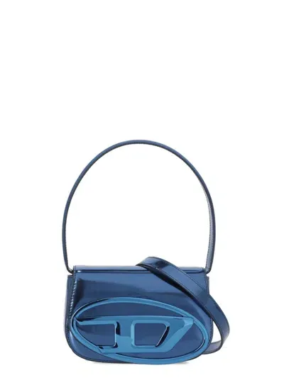 Diesel 1dr Metallic Leather Shoulder Bag In Blue