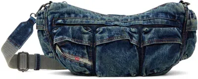 Diesel Blue Re-edition Travel 3000 X Shoulder Bag In Washed Denim