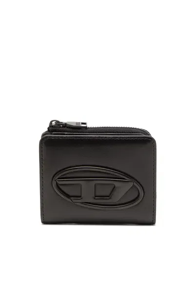 Diesel Card Holder In Smooth Leather In Black