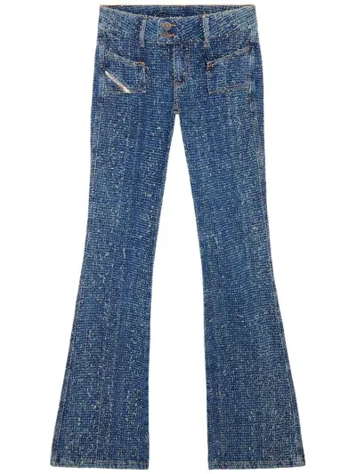 Diesel D-ebush Low-rise Flared Jeans In 01