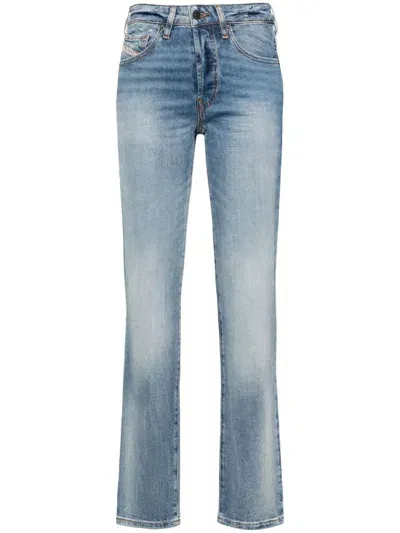 Diesel D-mine Mid-rise Straight-leg Jeans In Blue