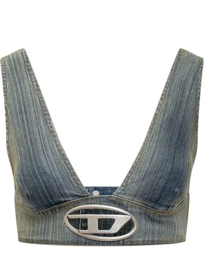 Diesel Jeans Top With Logo In Blue