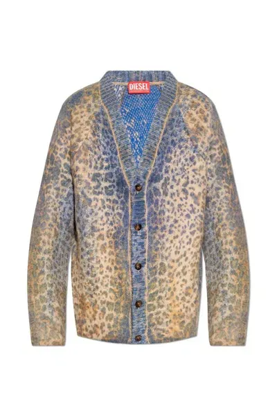 Diesel Leopard Printed Cardigan In Multi