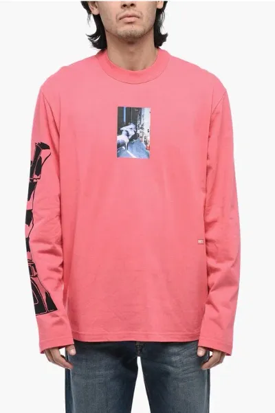 Diesel Oversized T-crane-ls-l2 Printed T-shirt In Pink