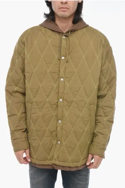 Diesel Quilted J-romeo Bomber With Fleece Detailing In Gold