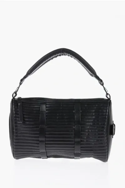 Diesel Quilted Odd Shoulder Bag With Removable Shoulder Straps In Black