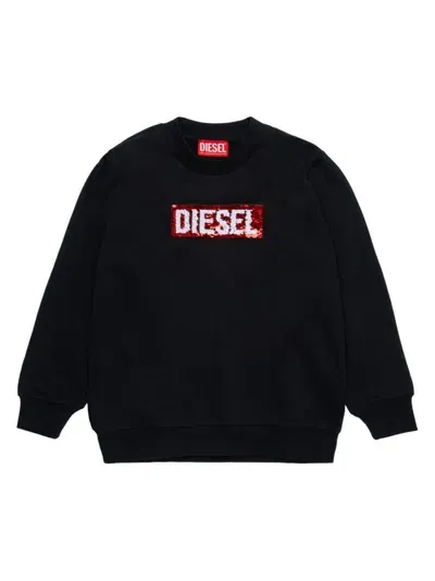 Diesel Kids' Sequin-embellished Cotton Sweatshirt In Black