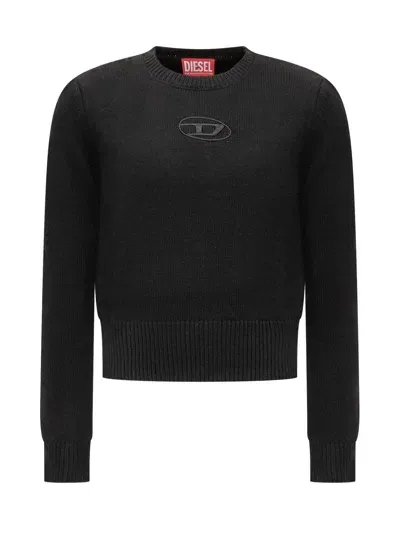 Diesel Kids' Red Tag Solid Color Slimmybts Crew-neck Sweatshirt With Lure In Black