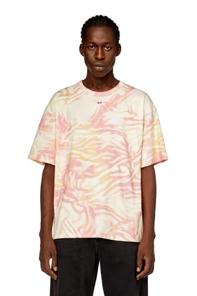 Diesel Men's T Boxt N3 Zebra-print Jersey T-shirt In Pink