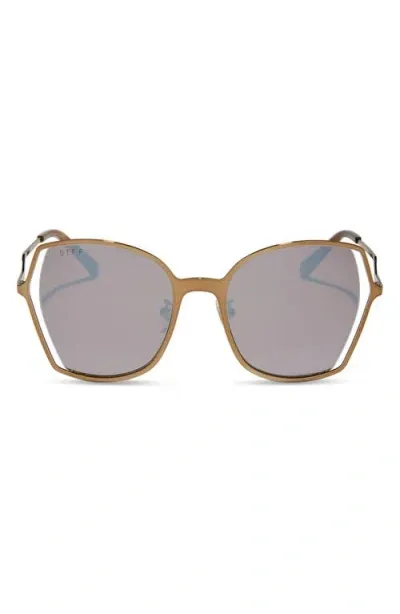 Diff Donna Iii 53mm Mirrored Square Sunglasses In Gold