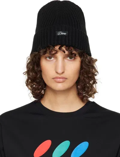 Dime Black Cursive Fold Beanie