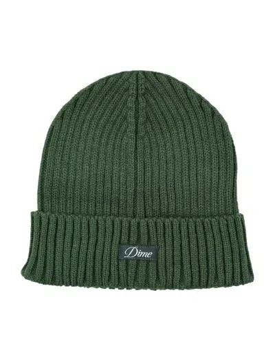 Dime Mtl Cursive Fold Beanie In Green