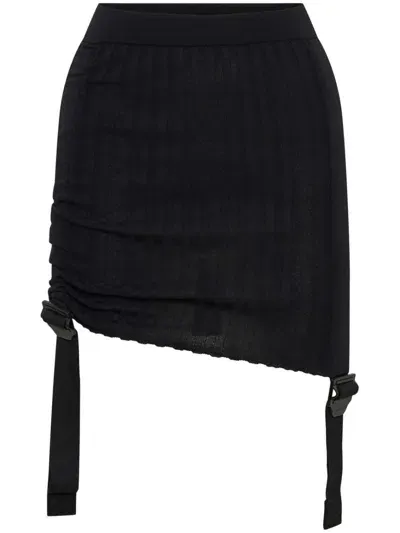 Dion Lee Gathered Ribbed-knit Miniskirt In Black