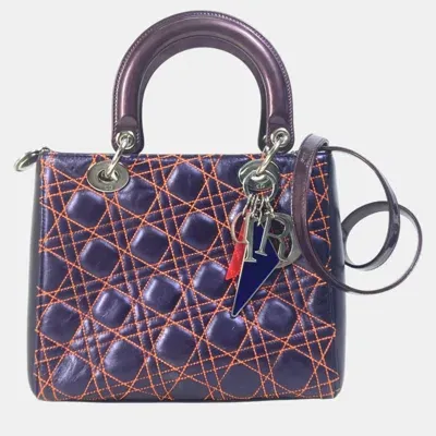 Pre-owned Dior Purple Orange Cannage Quilted Bag