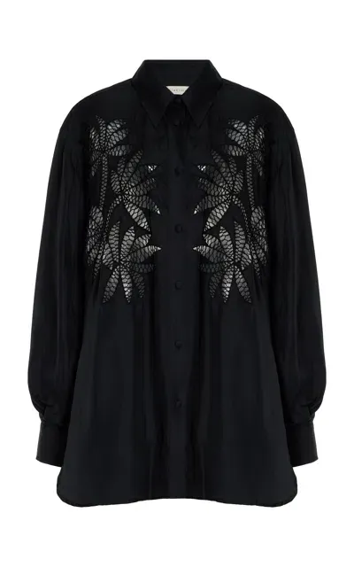 Diotima Long Silk Shirt In Black