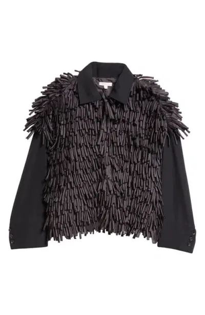 Diotima Penlyne Mixed Media Fringe Jacket In Black