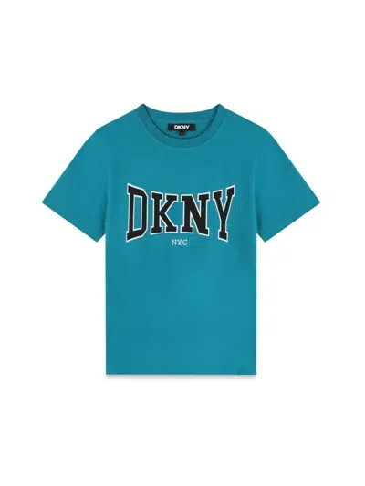 Dkny Kids' Logo-print Cotton T-shirt In Blue