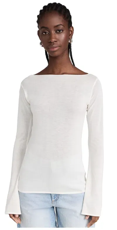 Dl1961 Long Sleeve Boat Neck Top Cream In White