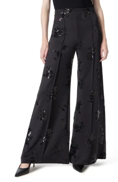 Do By Dee Ocleppo Sequin Scuba Wide Leg Pants In Black