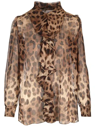 Dolce & Gabbana Animal Print Silk Blouse